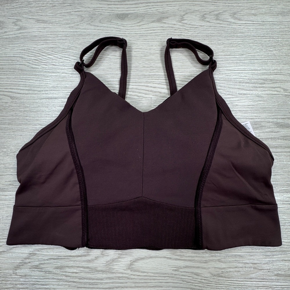 Nike Yoga Dri-FIT Indy Padded Longline Sports Bra Brown 2XL Light Support DD1382